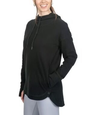 Sweaty Betty Cowl Neck Black Cozy Pullover Escape Luxe Fleece Hoodie Size Medium